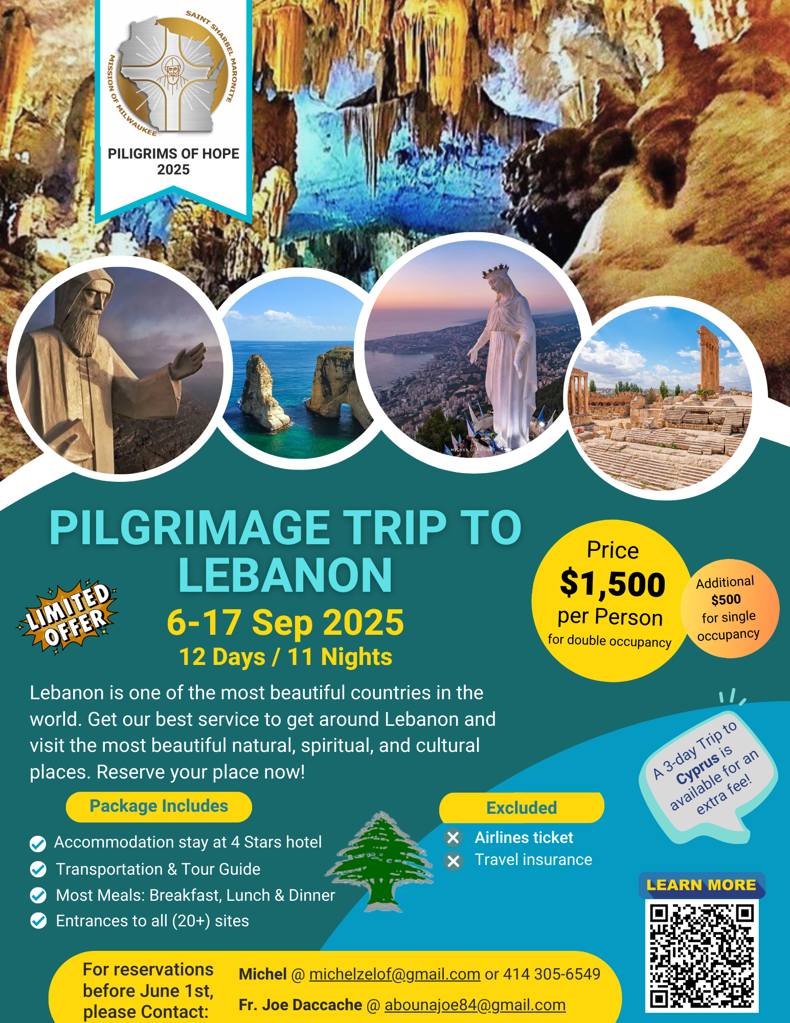 Pilgrimage trip to Lebanon 2025 flyer